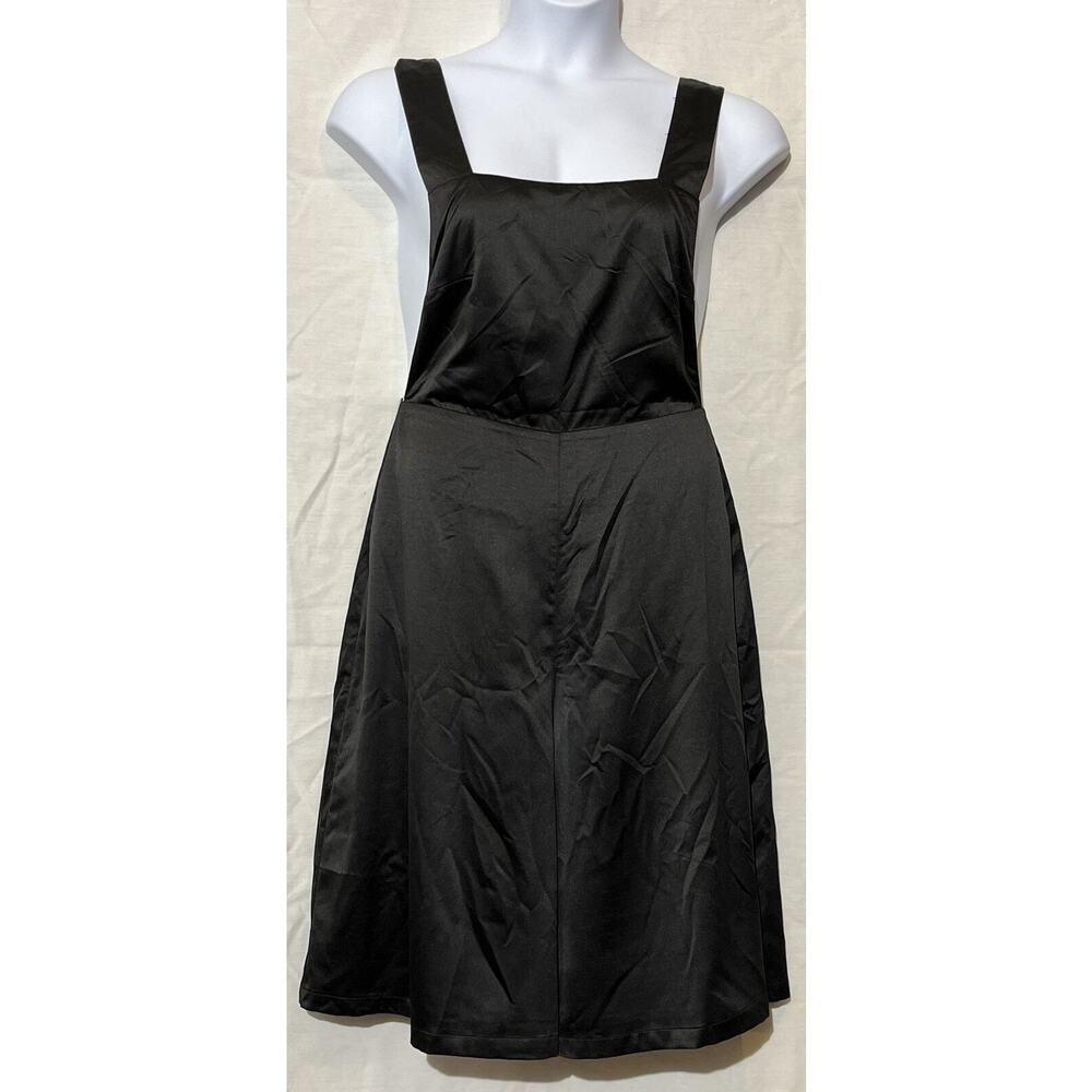 So It Goes By Urban Outfitters Black Satin Overall Romper Size Small Mini Dress